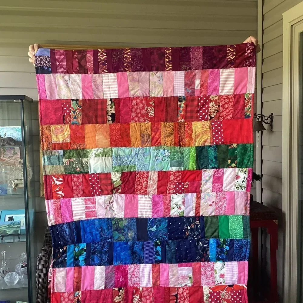 NWT. Hand Crafted Colorful Patchwork Quilt ROYGBIV!